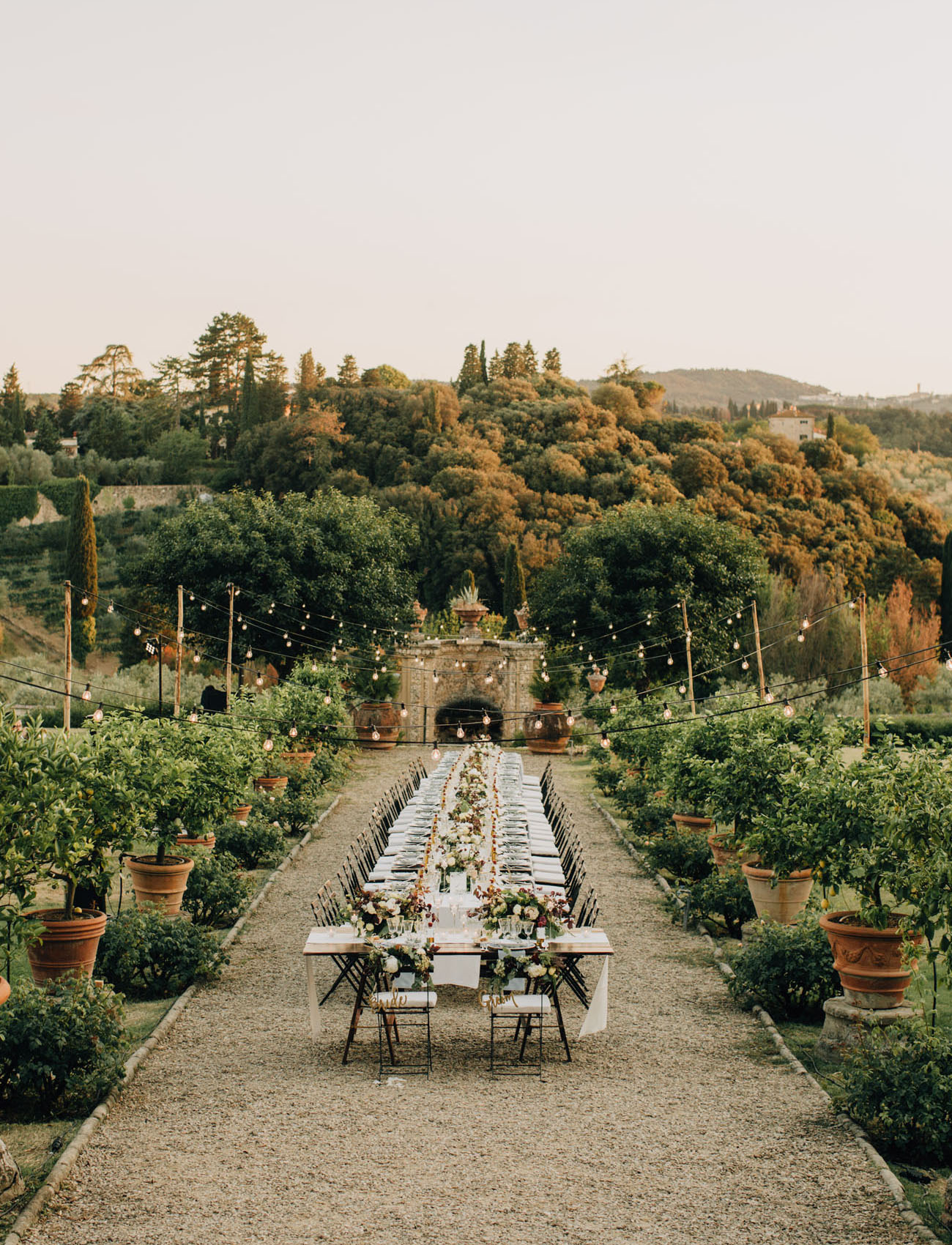 London table, with greenery, Italian inspired Weddng